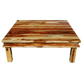 Large Square Wood Rustic Coffee Table Natural